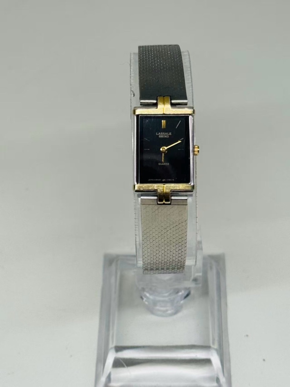 Vintage Seiko Lassale Ladies Watch Black Dial Slim Bracelet New Battery Working